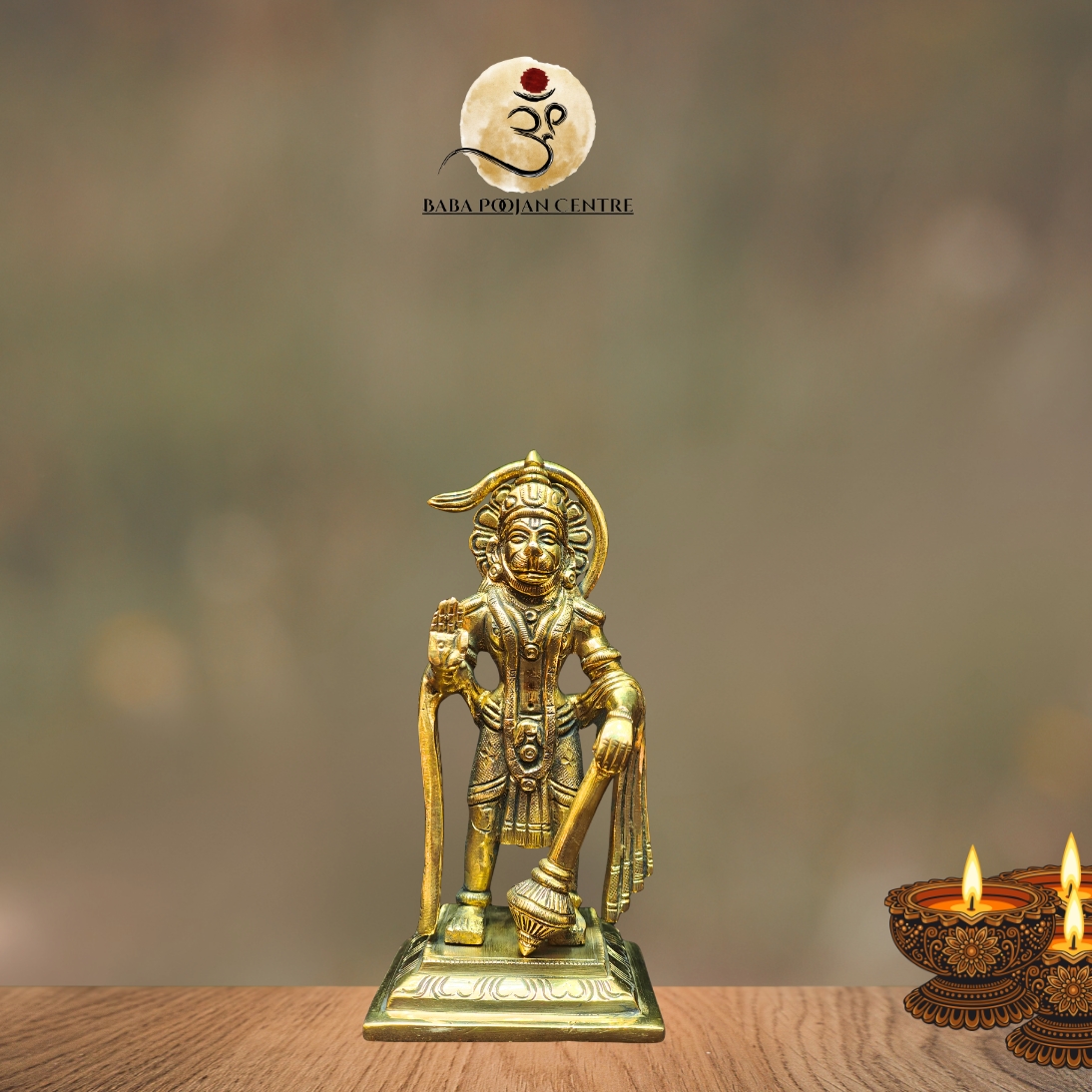 Brass Statue of Standing Lord Hanuman Ji | Handicrafted Lord Hanuman Ji for Home Temple and Pooja