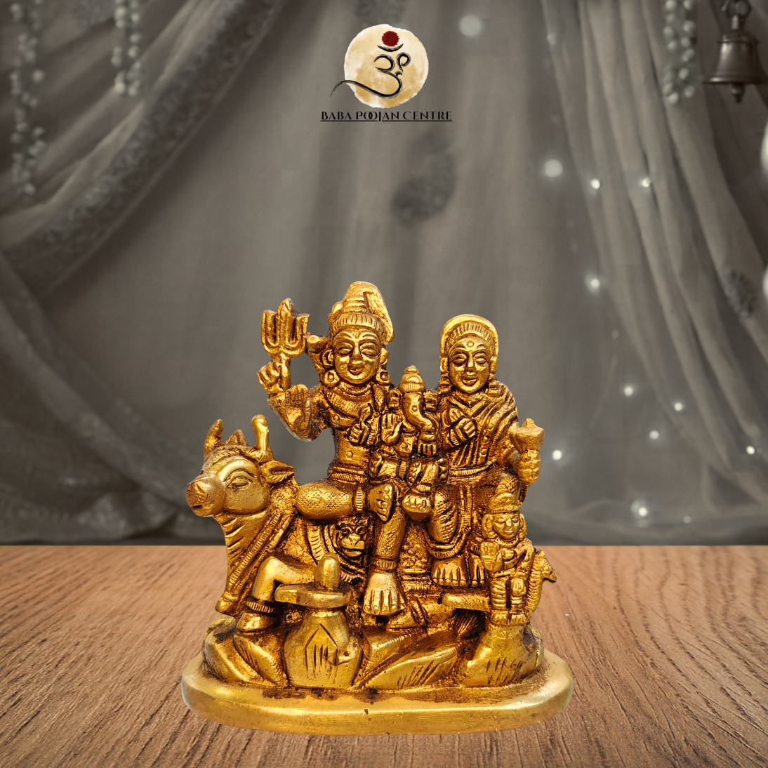 Brass Shiv Parivar Murti | Handicrafted Idol for Home Mandir and Temple