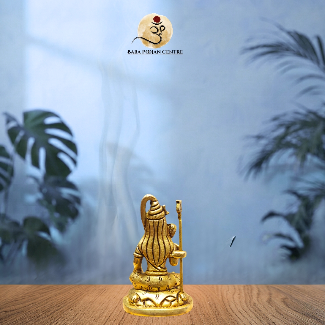 Brass Seated Lord Shiva Idol with Trishul & Nandi – Antique Finish - Image 2