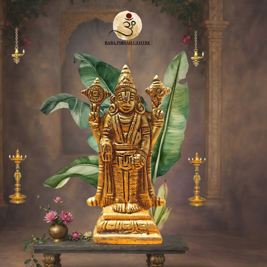 Brass Lord Vishnu Murti Handicraft Idol For Home Mandir and Temple