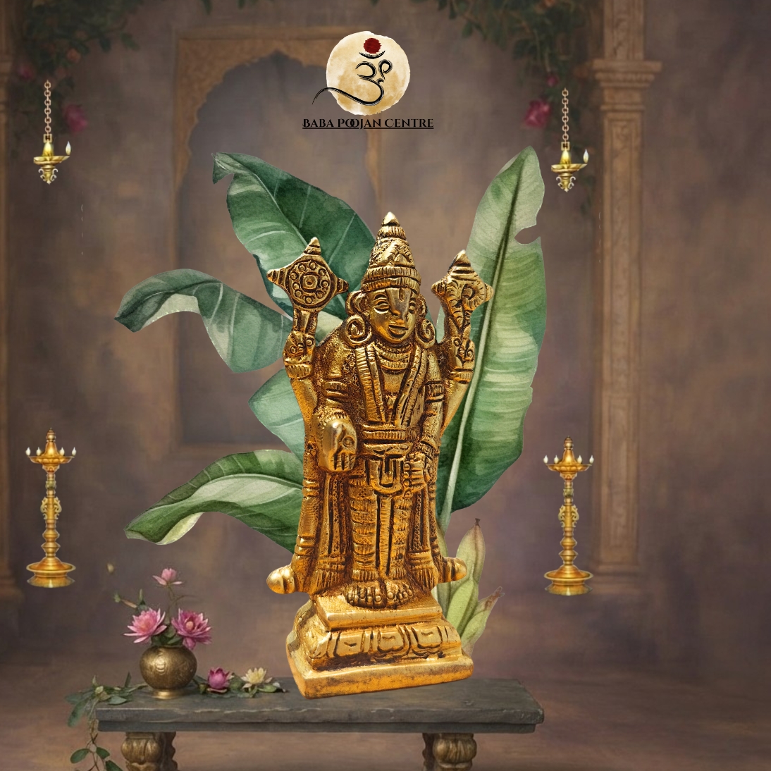 Brass Lord Vishnu Murti Handicraft Idol For Home Mandir and Temple - Image 2