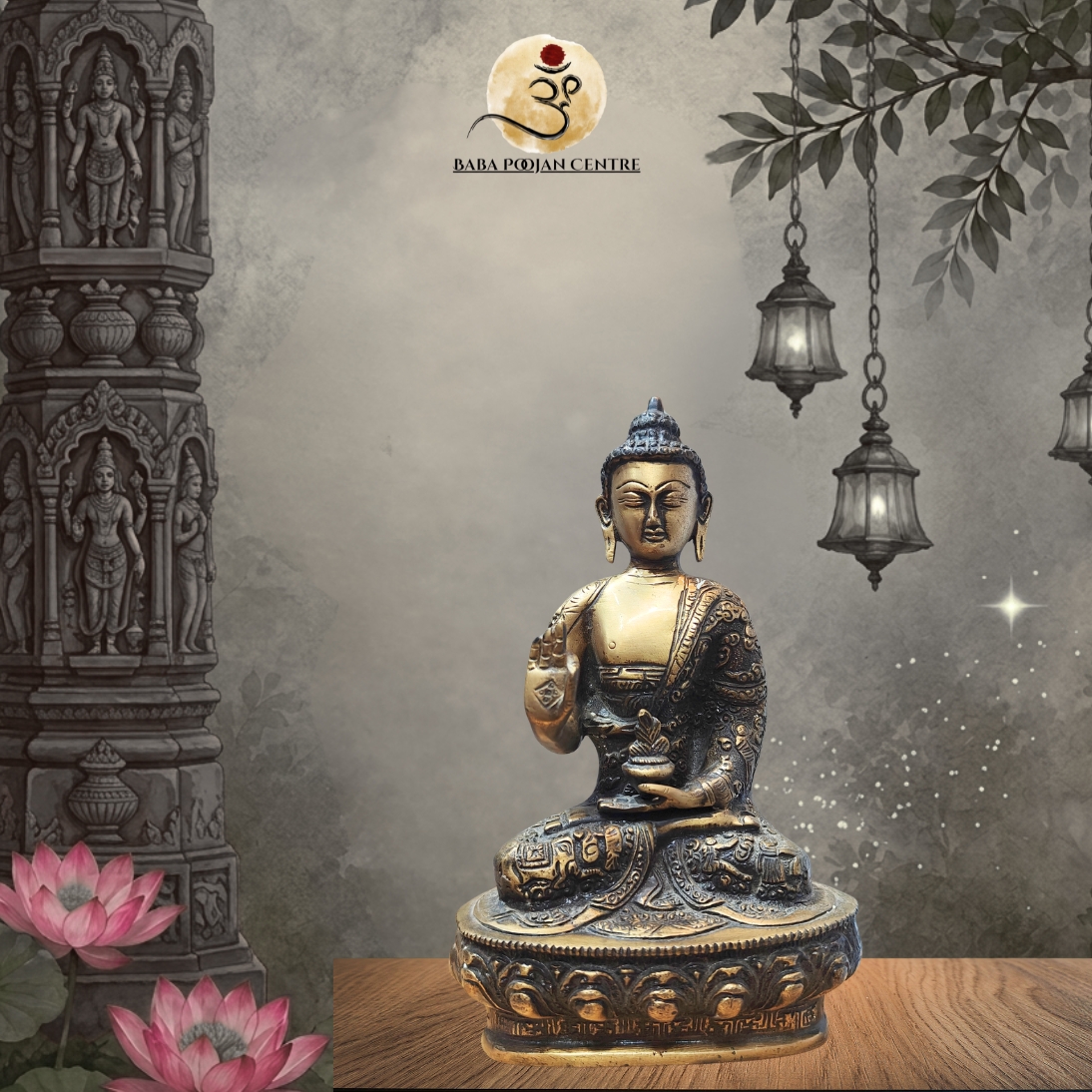Brass Gautam Buddha Murti | Handicrafted Idol For Home Temple and Mandir