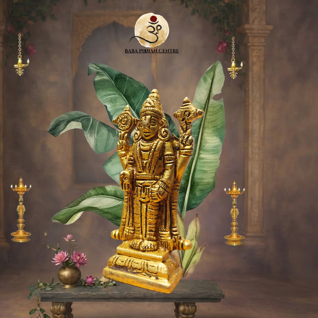Brass Lord Vishnu Murti Handicraft Idol For Home Mandir and Temple - Image 4