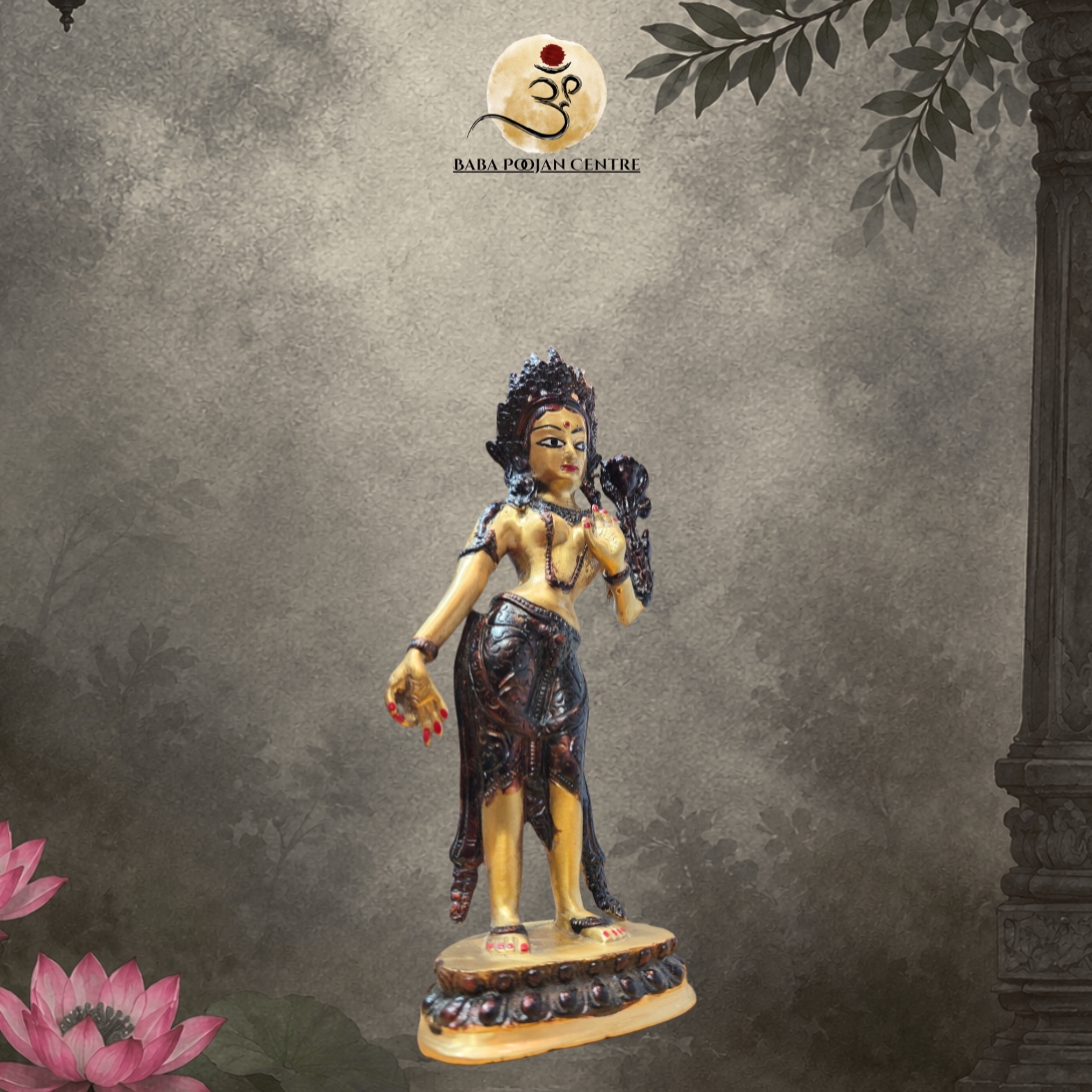 Brass Standing Tara Devi Murti | Handicrafted Idol for Home Mandir and Temple - Image 3