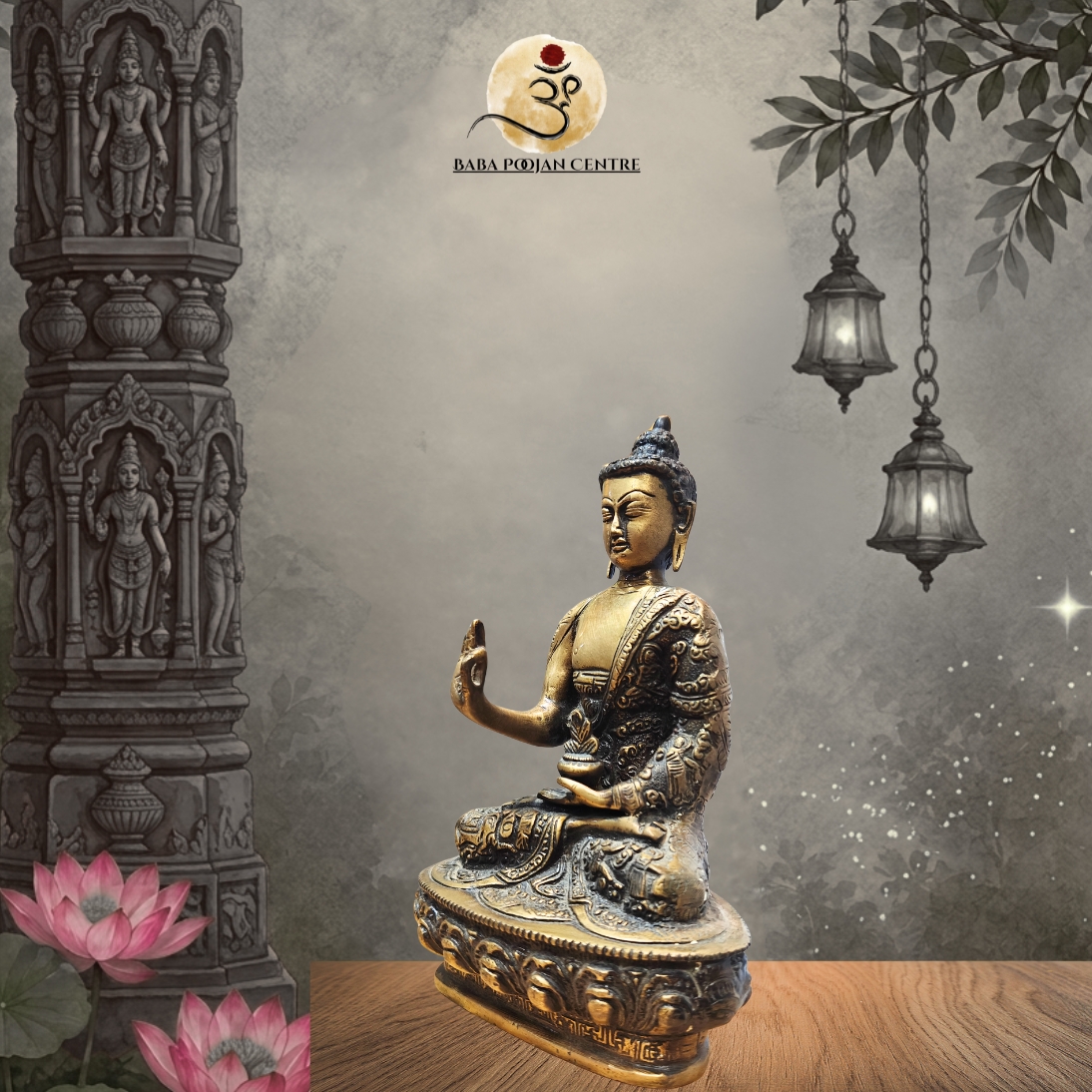 Brass Gautam Buddha Murti | Handicrafted Idol For Home Temple and Mandir - Image 4