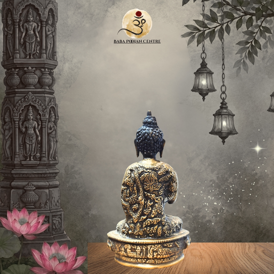 Brass Gautam Buddha Murti | Handicrafted Idol For Home Temple and Mandir - Image 3