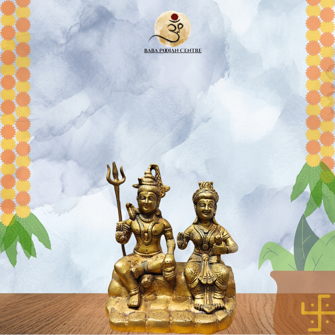 Brass Shiv Parvati Murti | Handicrafted Idol for Home Temple and  Mandir
