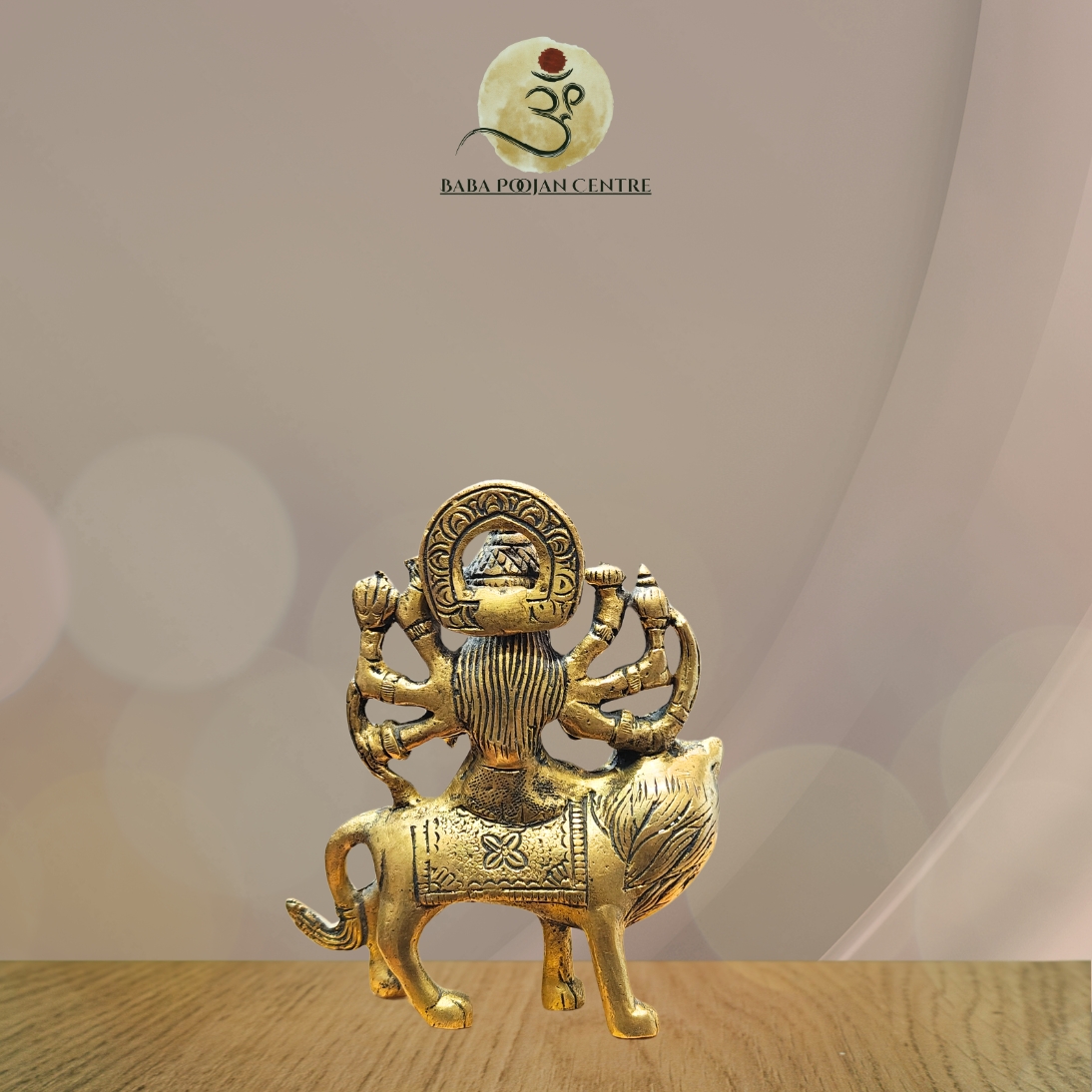Brass Maa Durga Idol on Lion - Image 2