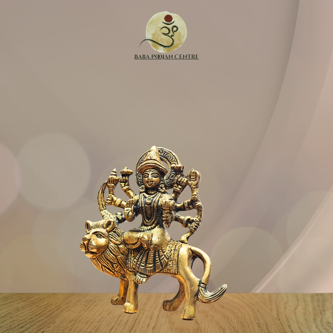 Brass Maa Durga Idol on Lion - Image 4