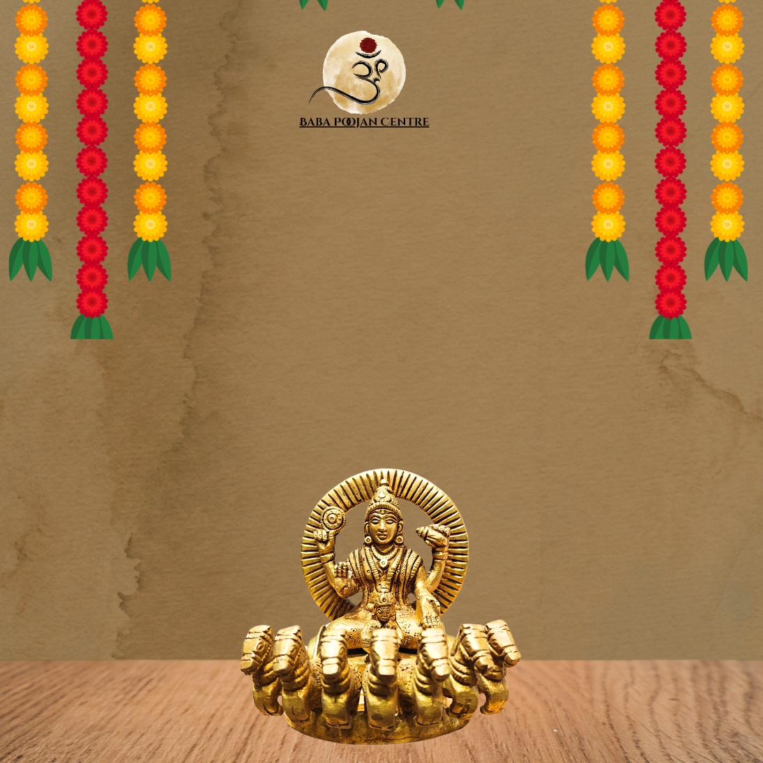 Brass Lord Surya Statue with Seven Horses