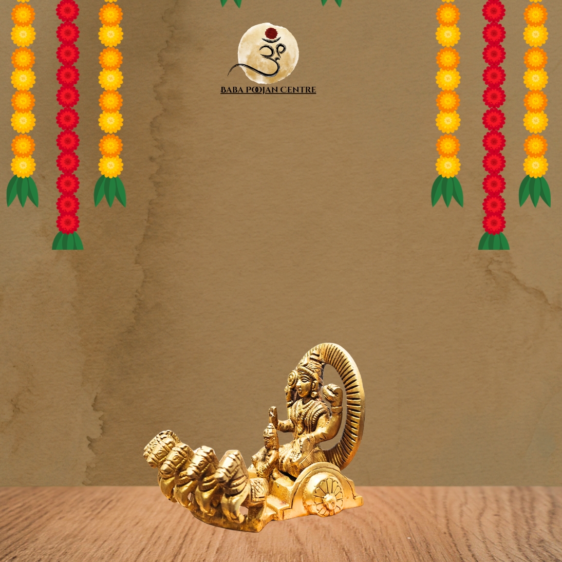 Brass Lord Surya Statue with Seven Horses - Image 2