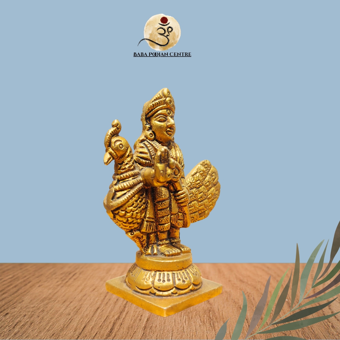 Unique Brass Lord Kartikey Murgan Ji with Peacock | Handicrafted Premium Idol - Image 2
