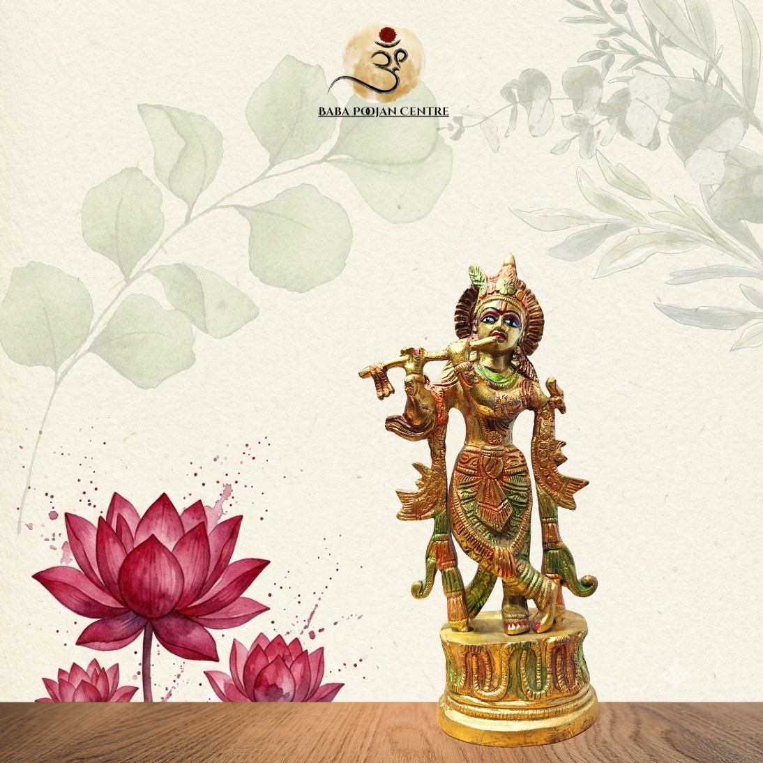 Unique Brass Status of Krishn | Handicrafted for Home Pooja and Mandir