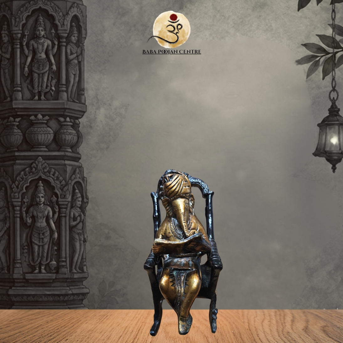 Brass Lord Ganesha Reading Book Statue