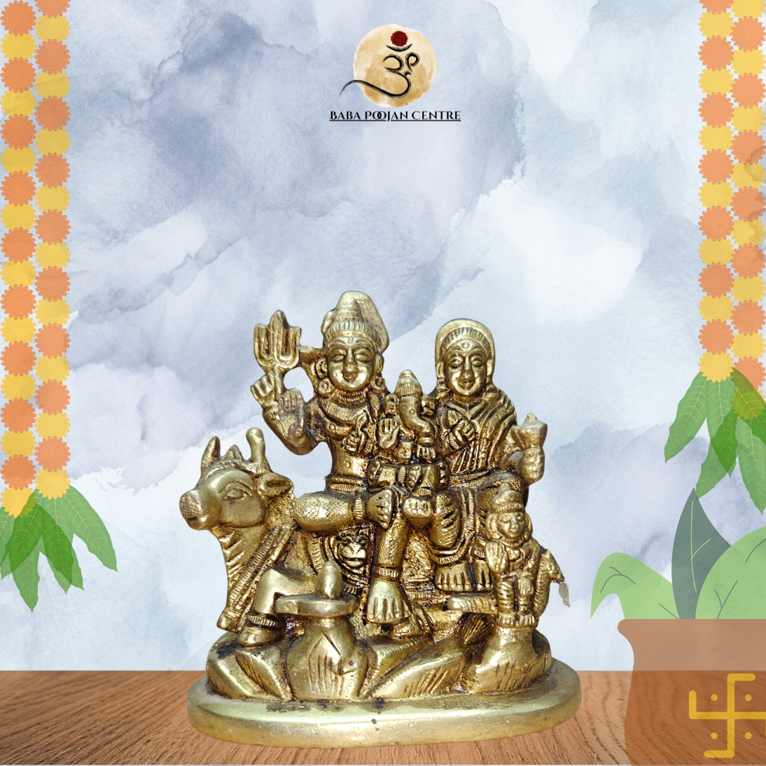Brass Shiv Parivar Murti | Handicrafted Idol for Home Mandir and Temple