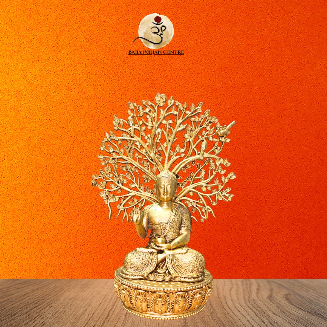 Brass Buddha Under Bodhi Tree Statue