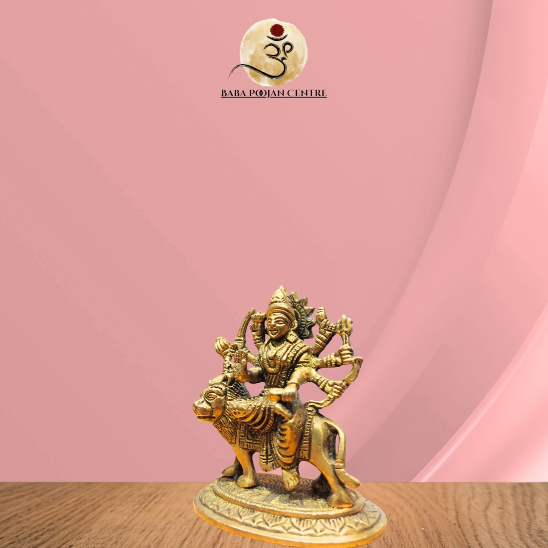 Brass Maa Durga Idol Seated on Lion (Singh Vahini) For Home Mandir and Temple - Image 4