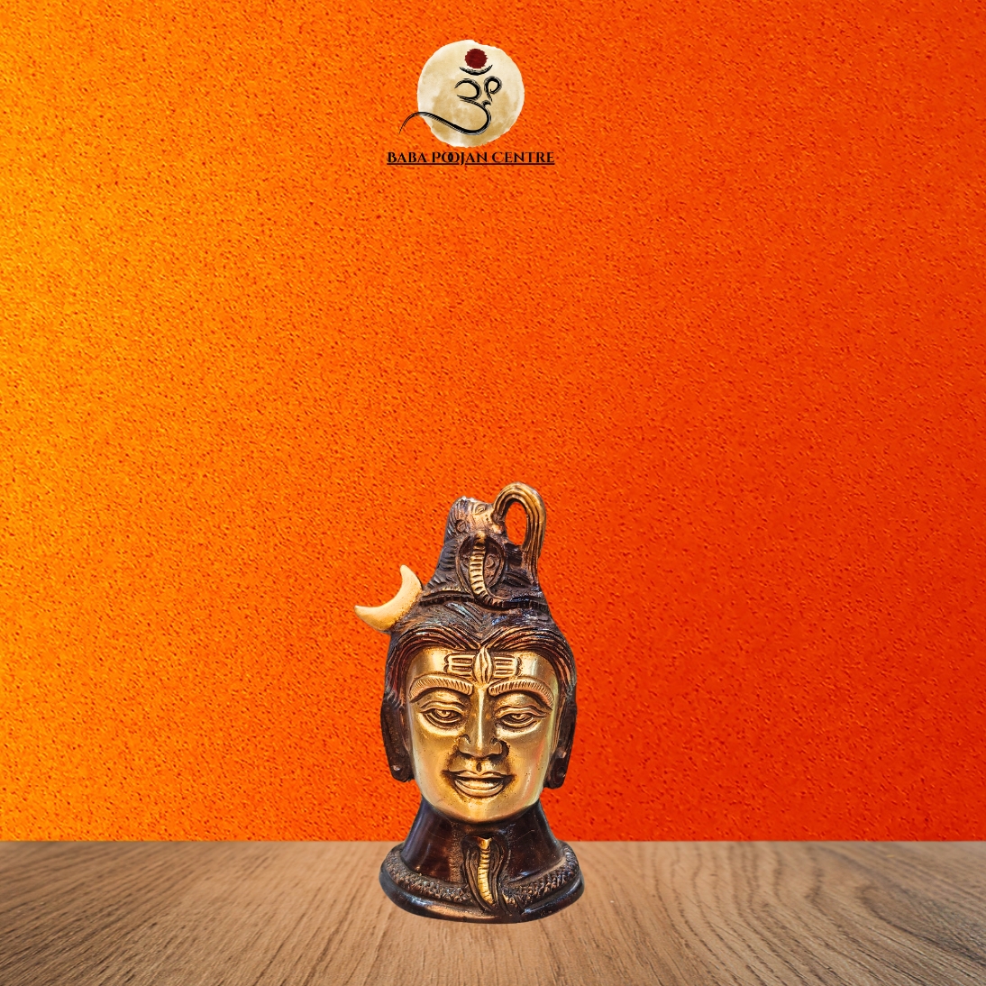 Antique Brass Shiva Head Bust with Crescent Moon