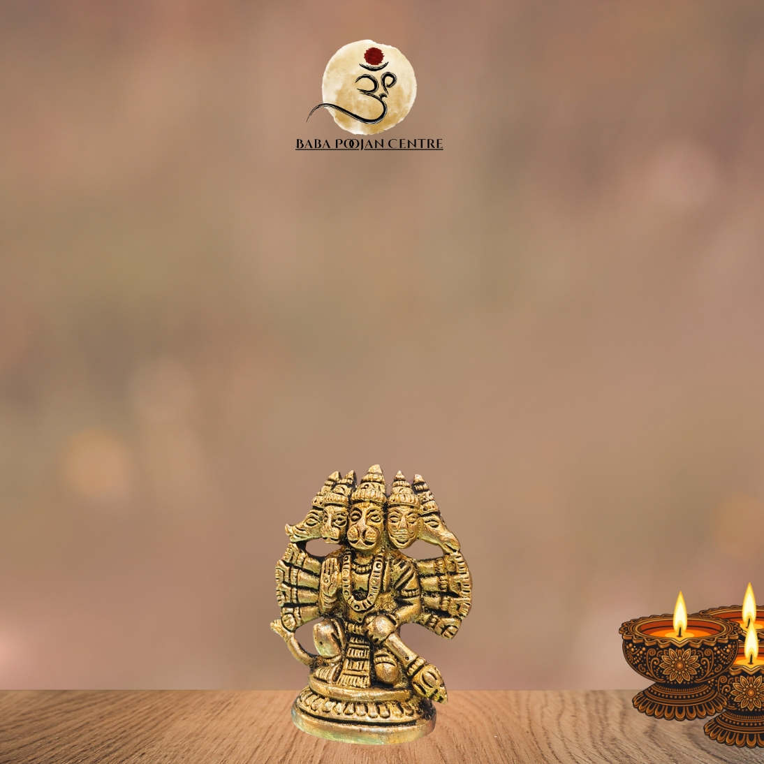 Antique Brass Panchmukhi Hanuman Idol | Handcrafted Hanuman Ji Murti for Home Temple - Image 4