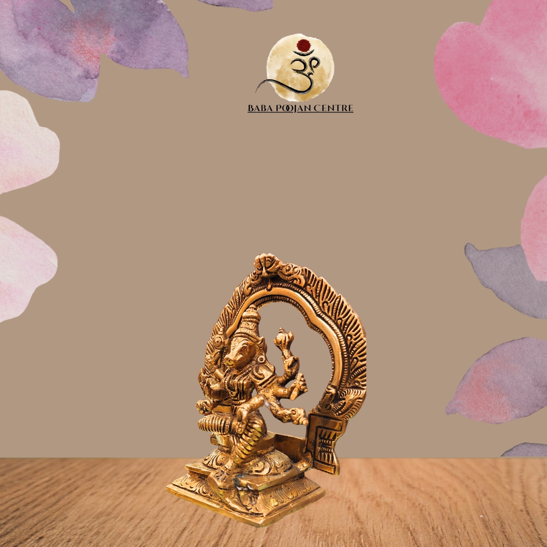 Brass Varahi Devi Idol with Prabhavali – Divine Protection & Strength - Image 4