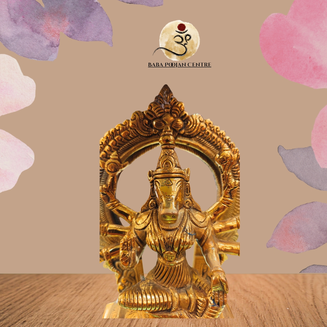 Brass Varaha Avatar Vishnu Idol with Prabhavali - Image 5