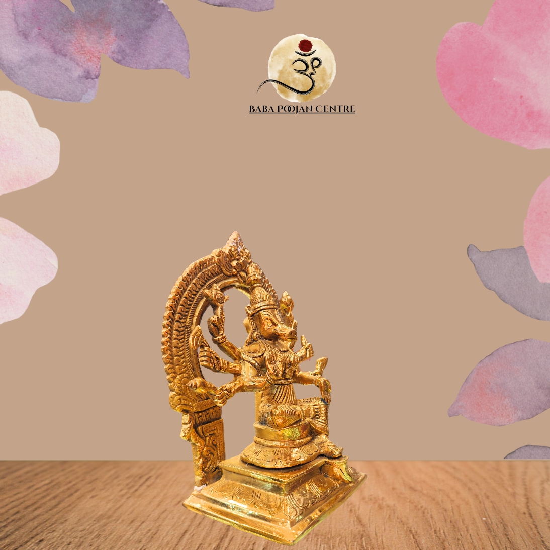 Brass Varaha Avatar Vishnu Idol with Prabhavali - Image 4