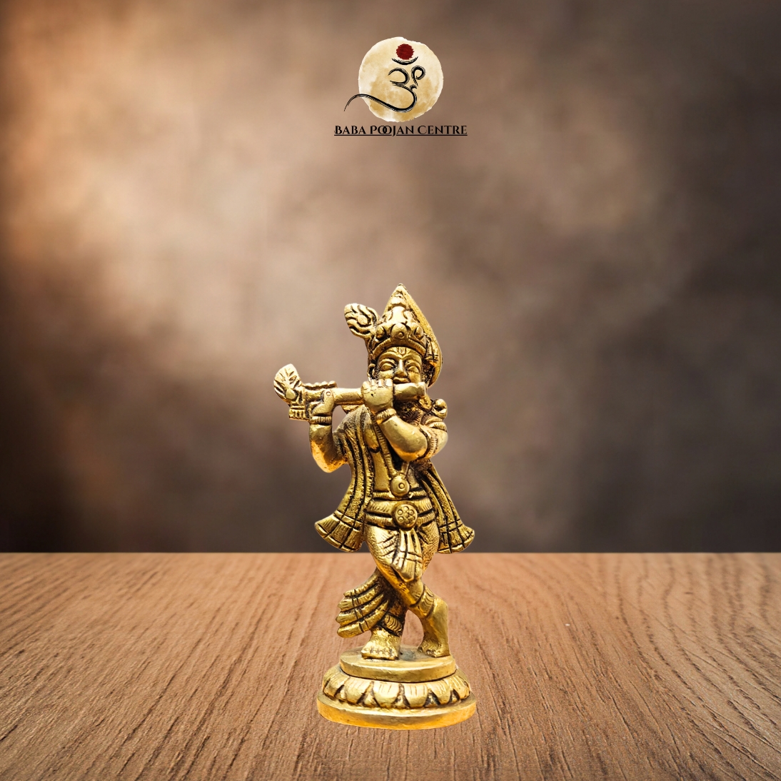 Brass Lord Krishna Flute Idol – Symbol of Divine Love