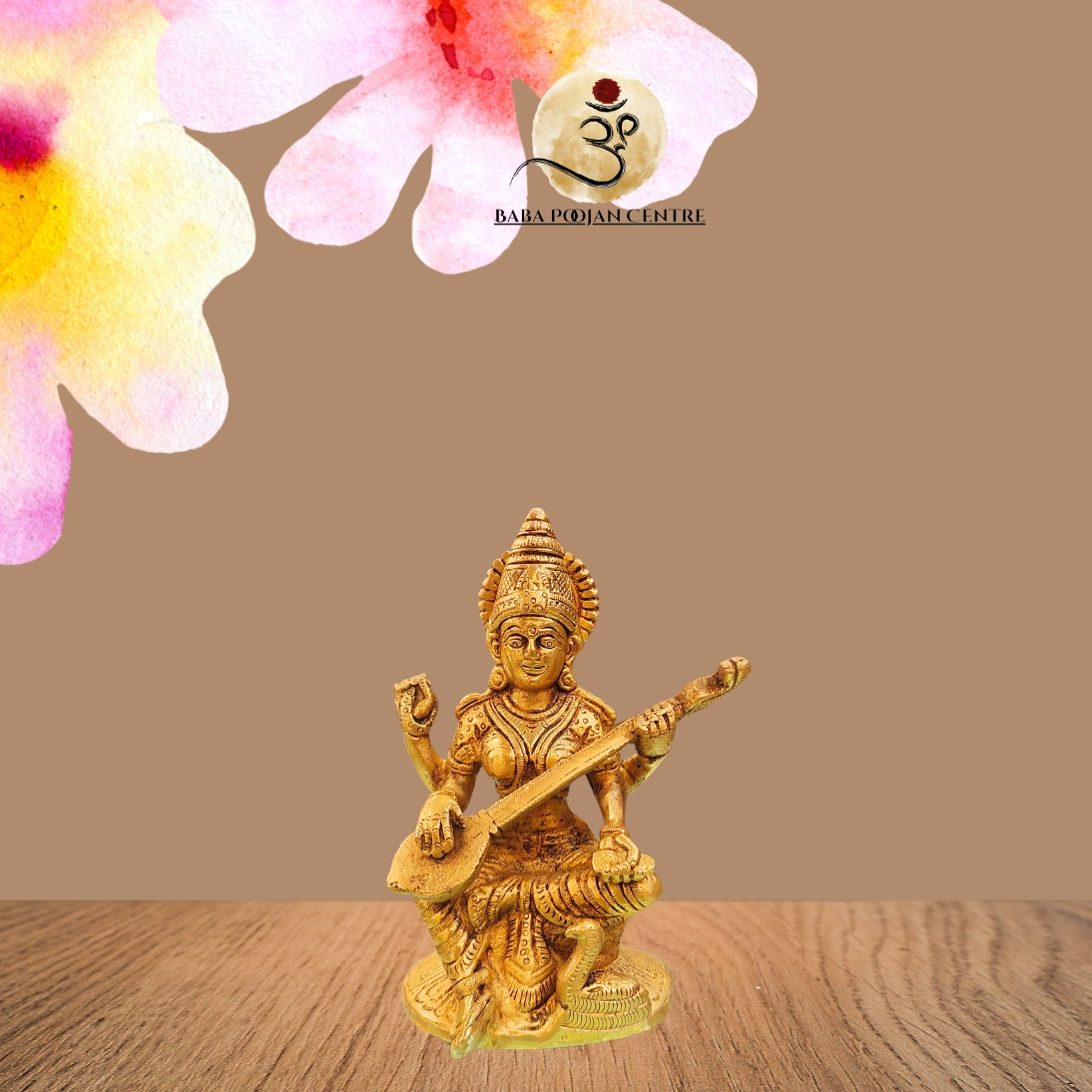 Antique Brass Goddess Saraswati Veena Idol – Saraswati Mata Murti