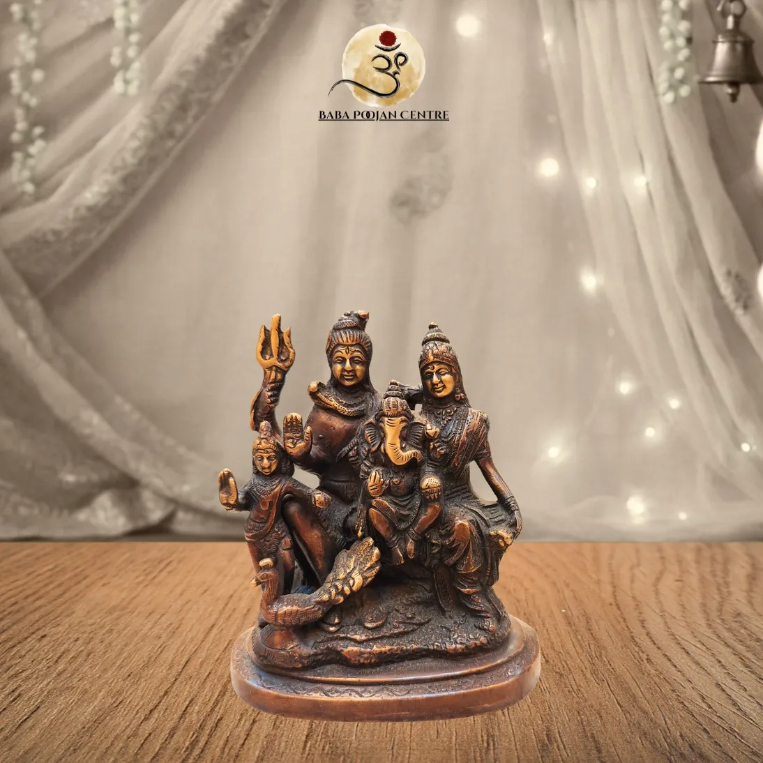Brass Shiv Parivar Idol with Lord Ganesha & Kartikeya
