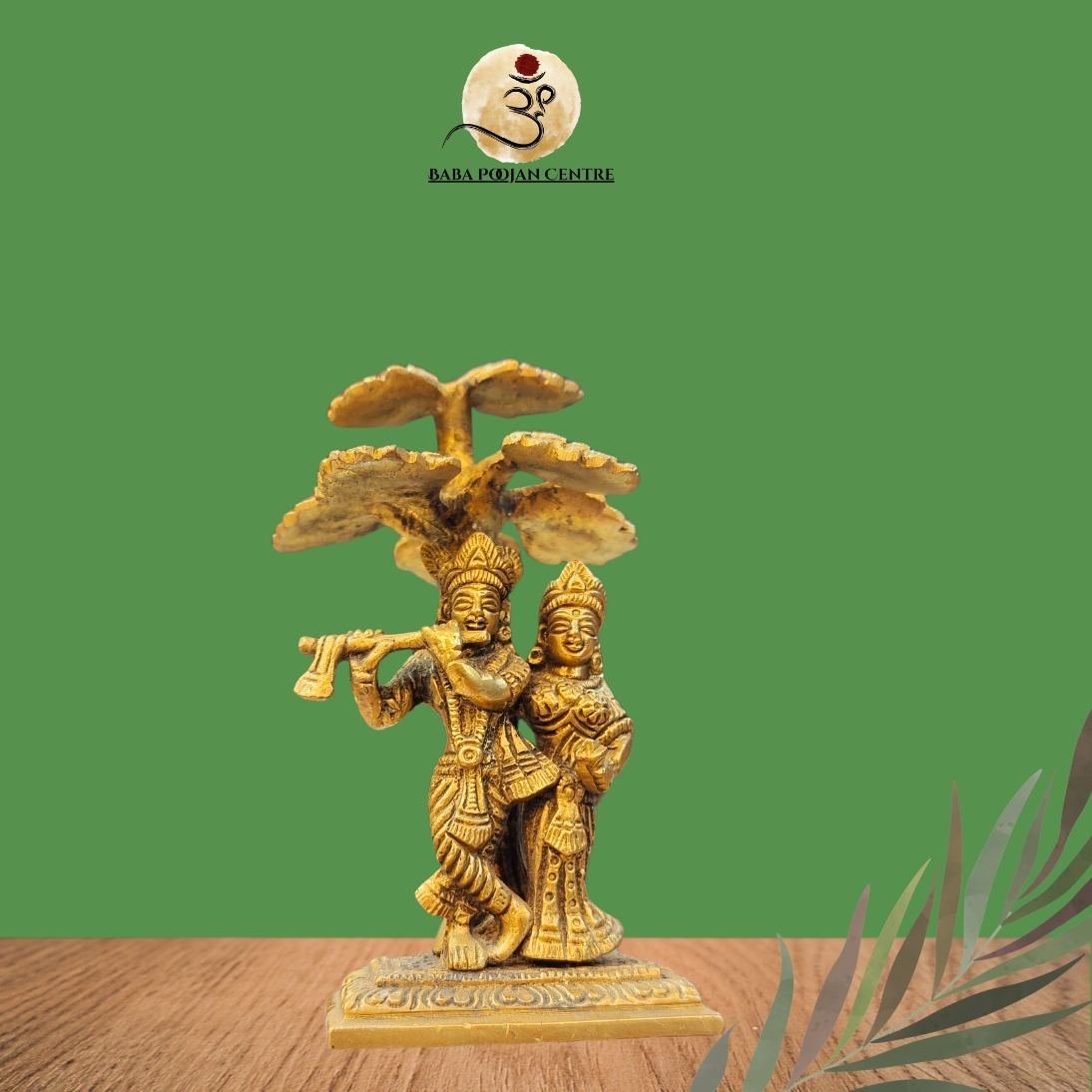Brass Radha Krishna Under Kadamba Tree Idol – Antique Finish | Divine Love & Devotion Statue