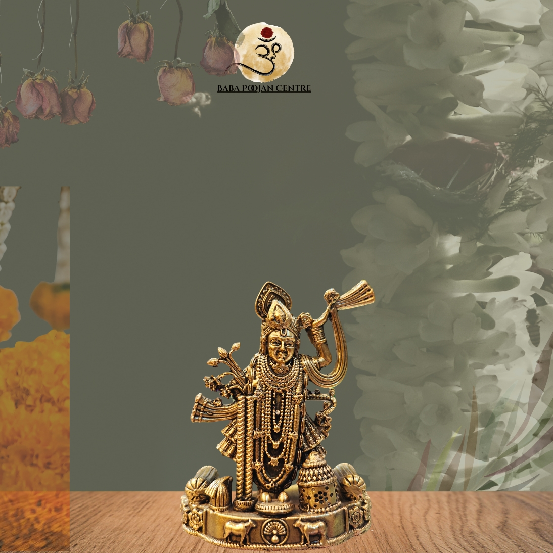 Antique Brass Lord Krishna Murti – Divine Grace and Devotion